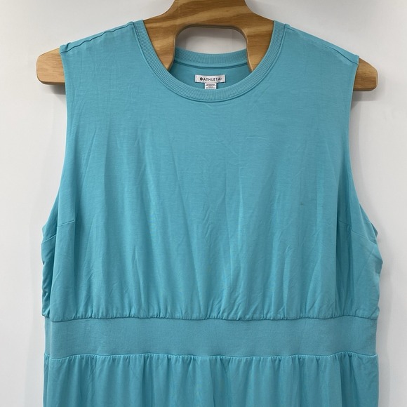 Athleta Dresses & Skirts - Athleta Santorini Cinch Dress Womens 3X Aqua Blue Modal Blend Sleeveless Midi